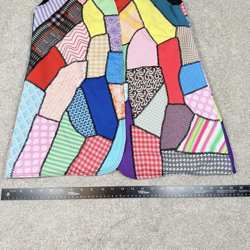 Handmade Patchwork Vest Open Front Granny Core Retro Textures SEE MEASUREMENTS - Picture 11 of 11